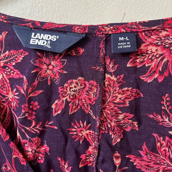 Lands End Short Sleeve Cover Up Mini Dress Floral Adjustable Tie Waist NWOT - Picture 6 of 10